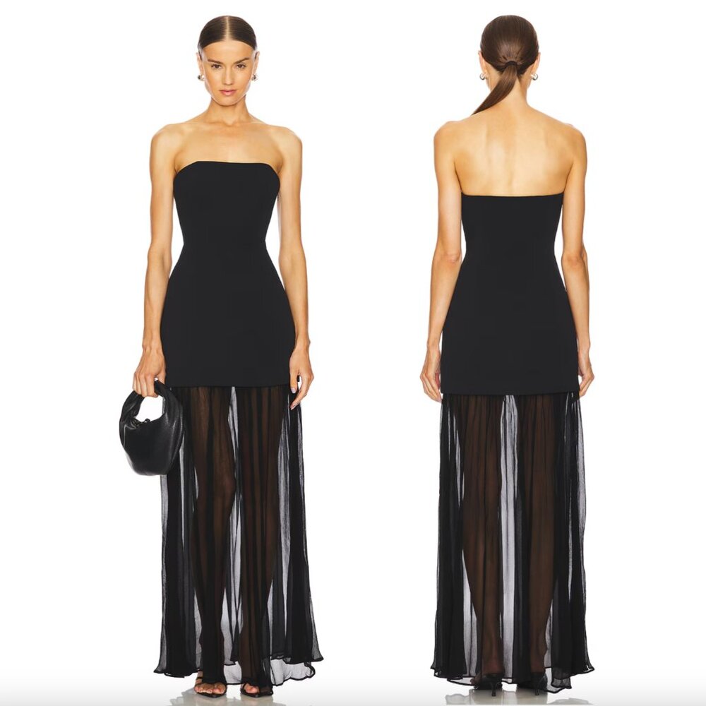 NEW L'Academie by Marianna Amiens Gown Black Sheer Maxi LAcademie L Academie
